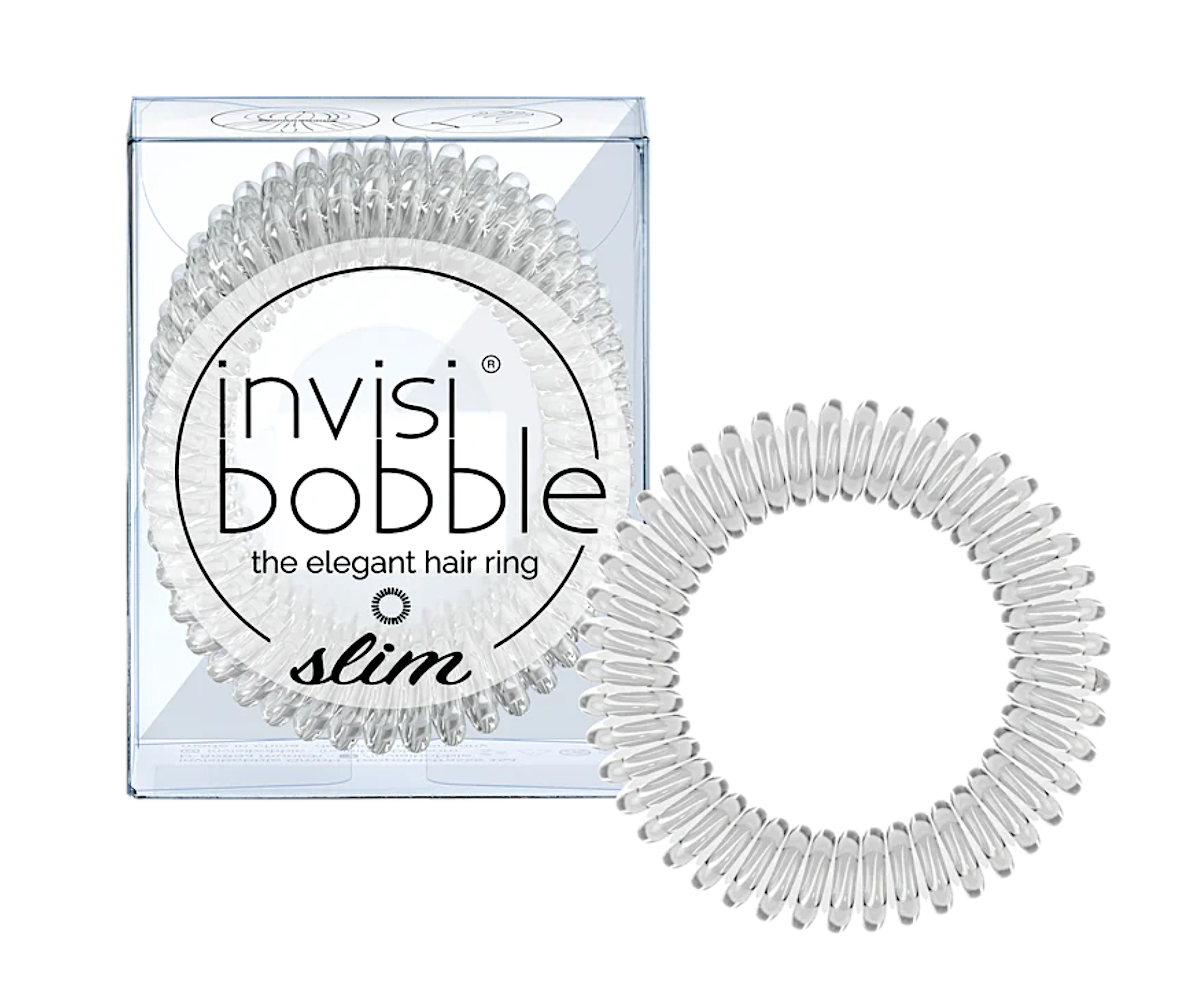 Tenká spirálová gumička do vlasů Invisibobble Slim Crystal Clear - čirá, 3 ks (IB-SL-PC10002-2) + dárek zdarma