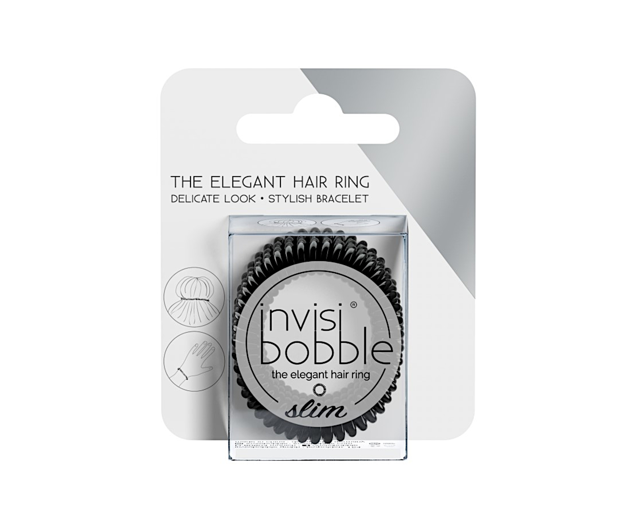 Tenká spirálová gumička do vlasů Invisibobble Slim True Black HP - černá, 3 ks (IB-SL-HP10001) + dárek zdarma