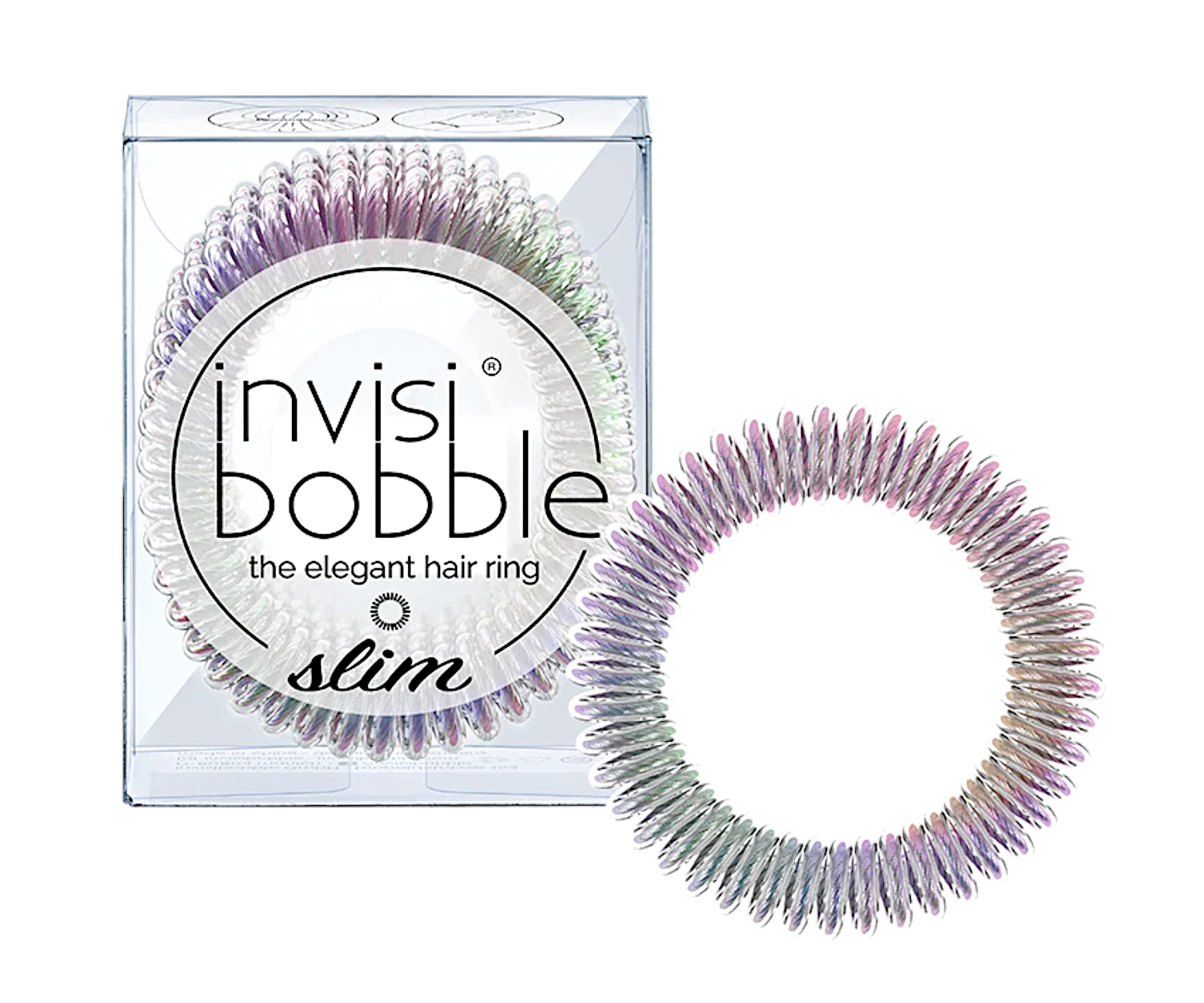 Tenká spirálová gumička do vlasů Invisibobble Slim Vanity Fairy - duhová, 3 ks (IB-SL-PC10006) + dárek zdarma