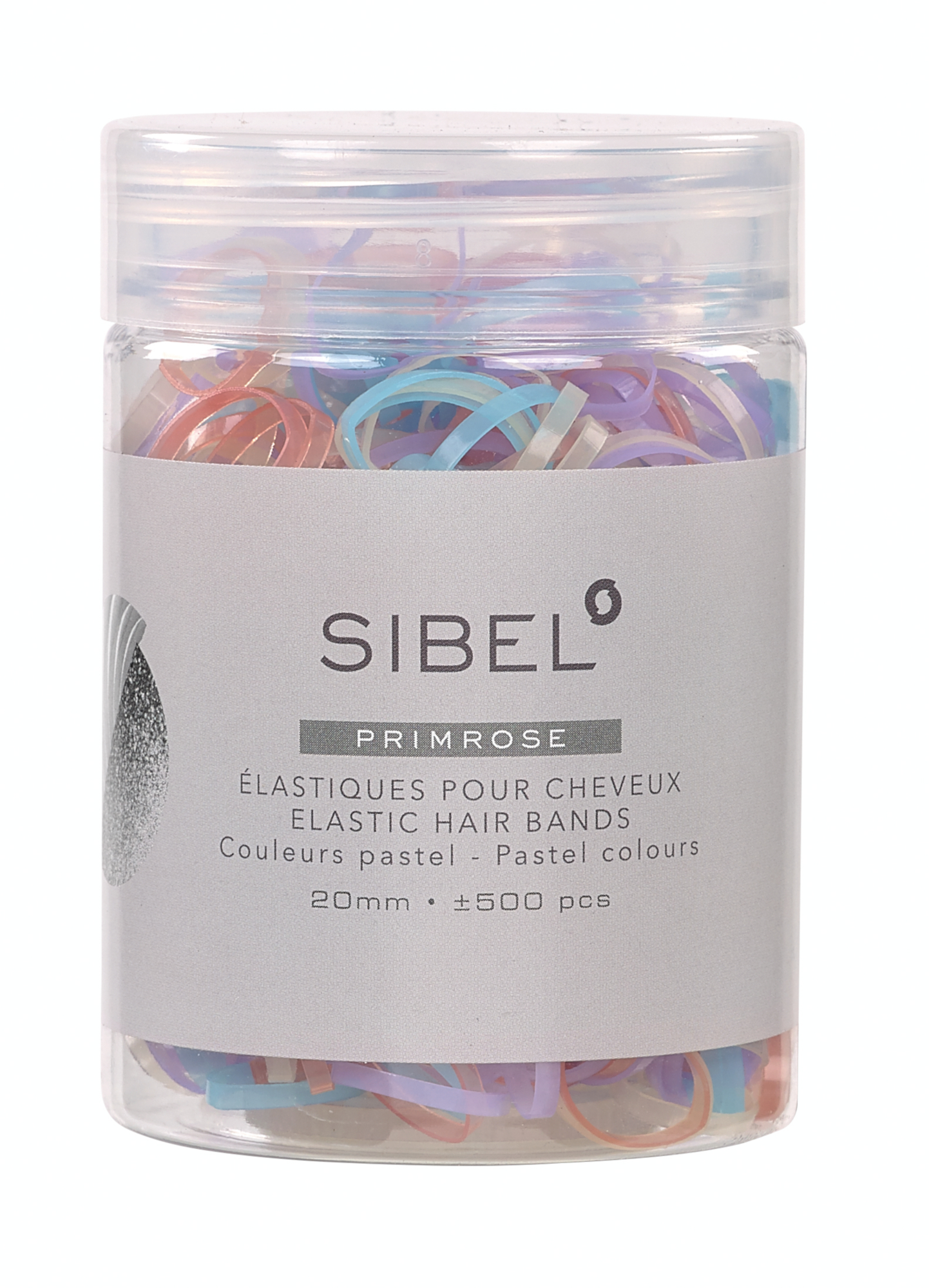 Gumičky do vlasů Sibel Primrose - 20 mm, 500 ks, pastelové (4432952) + dárek zdarma