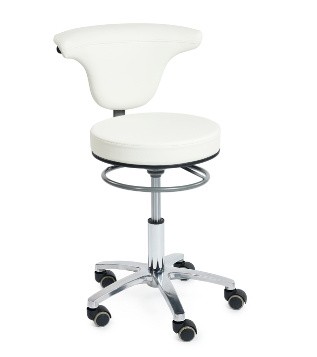 Taburet na kolečkách s opěrkou Sibel Swivel - bílý (0172000) + DÁREK ZDARMA