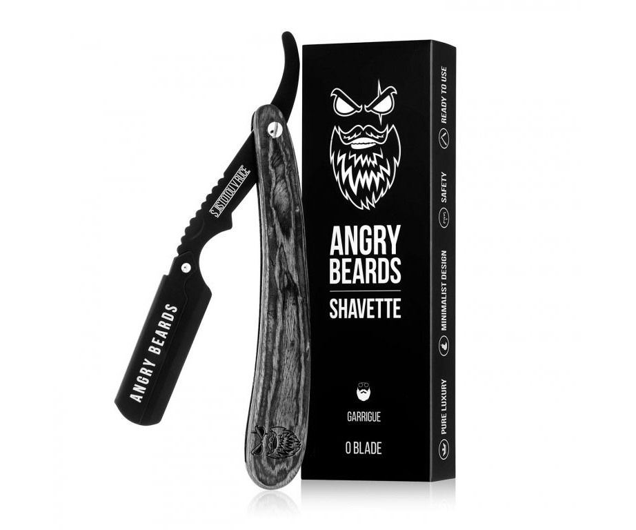 Břitva na holení vousů Angry Beards Shavette Garrigue - černá (SHAVETTA-GARRIGUE) + dárek zdarma