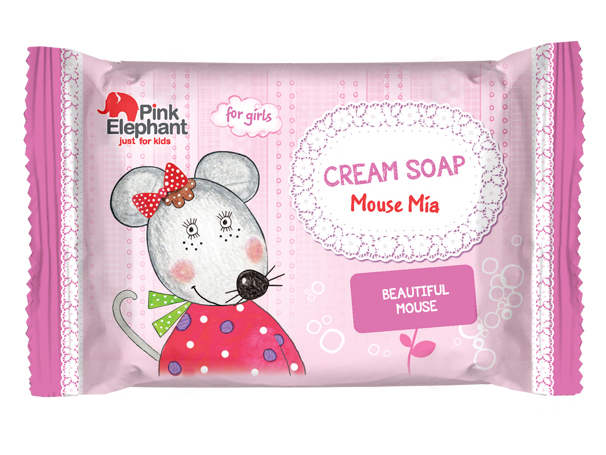 Dětské krémové tuhé mýdlo Pink Elephant Myška Mia - 90 g