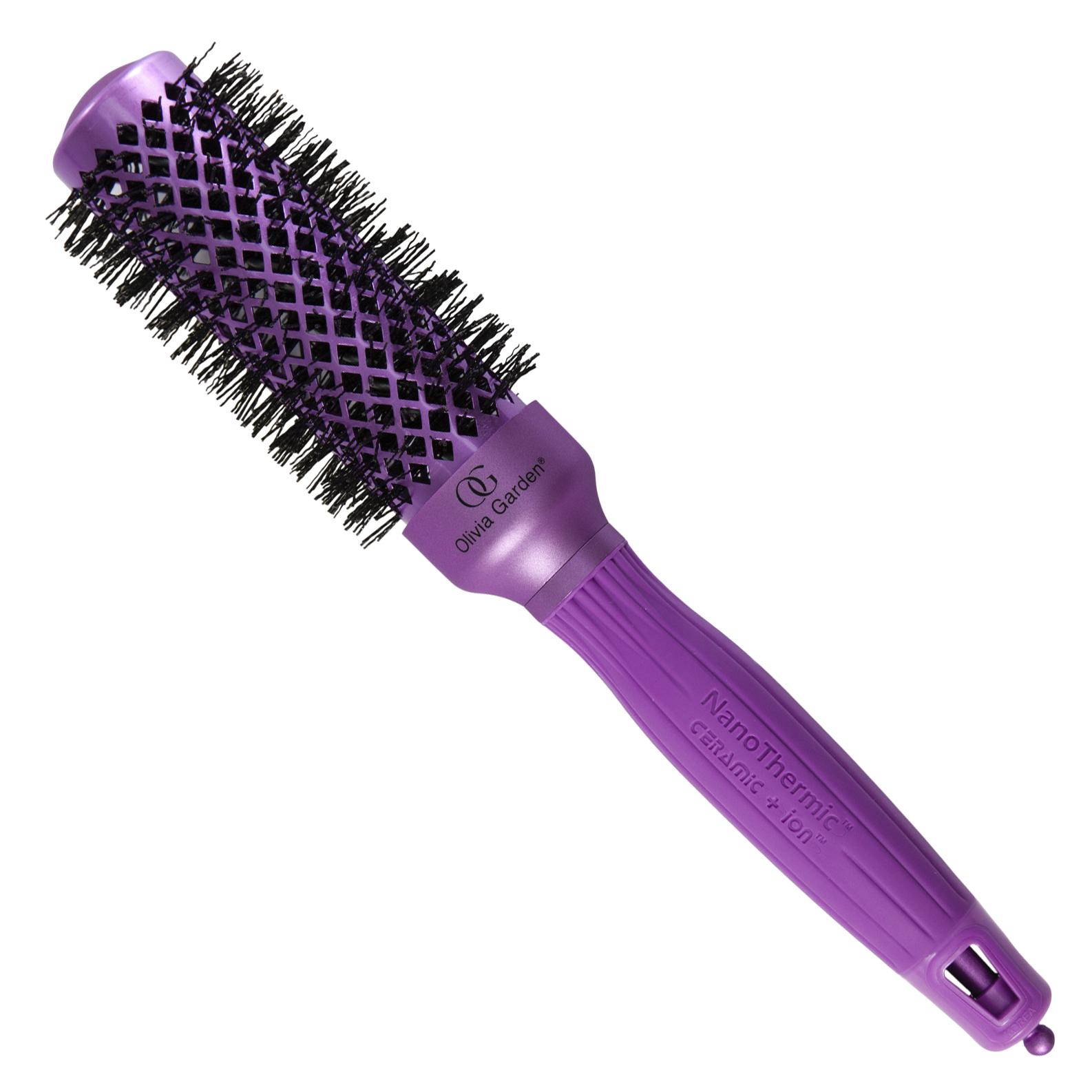 Kartáč s nylonovými štětinami Olivia Garden NanoThermic Thermal Violet Valentine - 34 mm (VIO-34) + dárek zdarma
