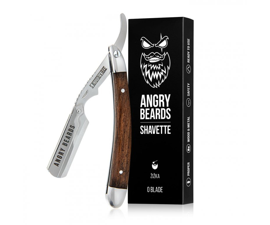 Klasická břitva na holení vousů Angry Beards Shavette Žižka (SHAVETTA-ZIZKA) + dárek zdarma