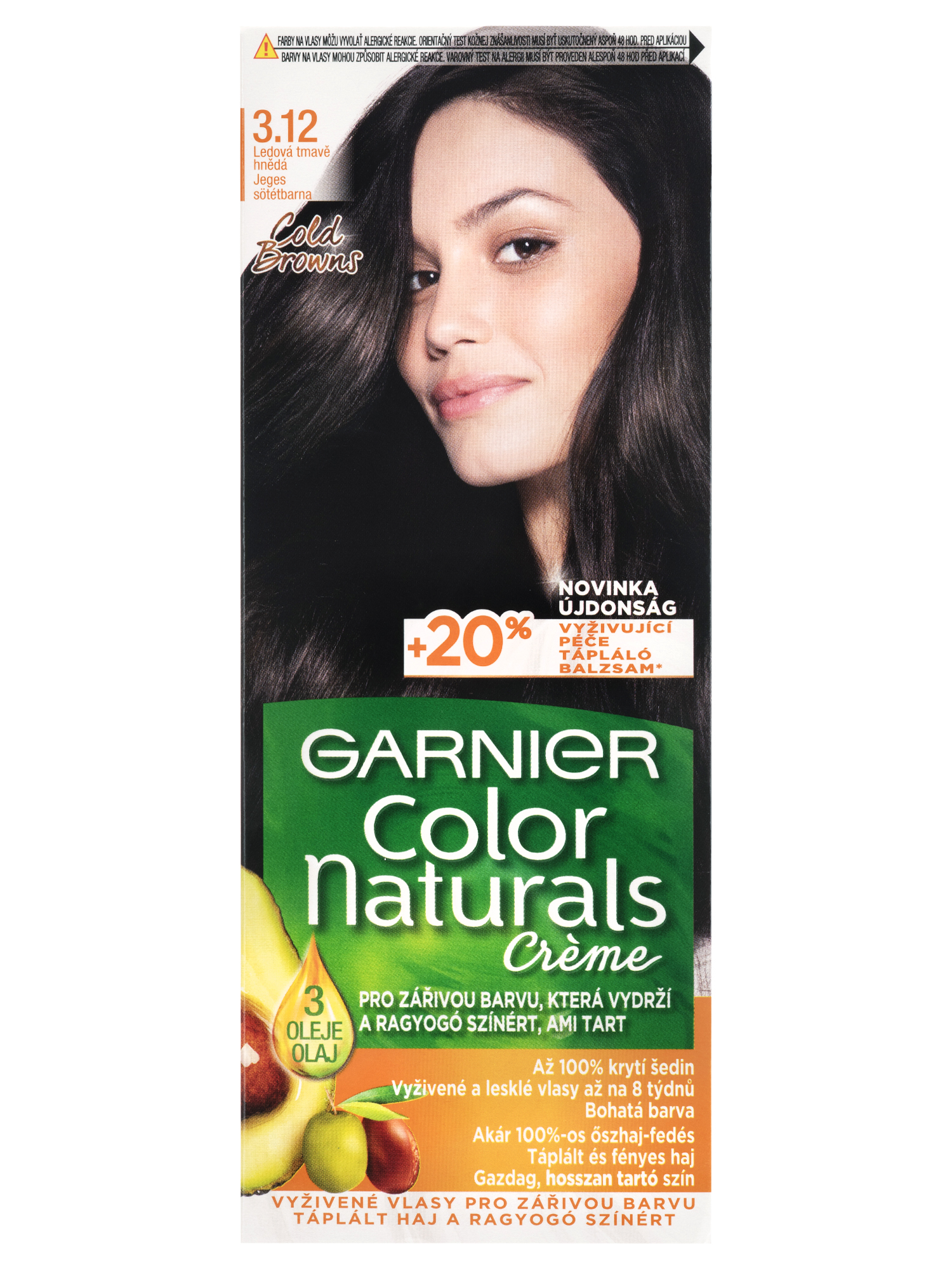 Permanentní barva Garnier Color Naturals 3.12 ledová tmavě hnědá + dárek zdarma