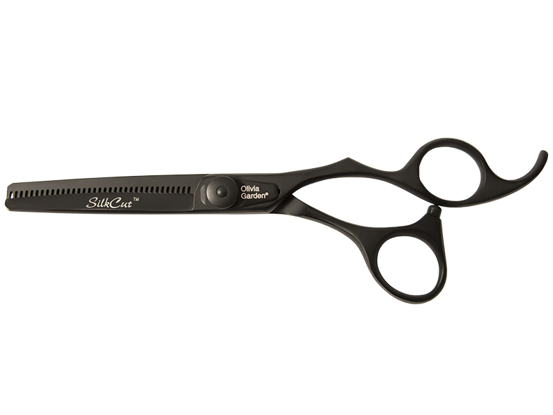 Efilační nůžky Olivia Garden SilkCut Thinner EUR 6,35" Matt Black Edition - matně černé (T6.35BL) + dárek zdarma