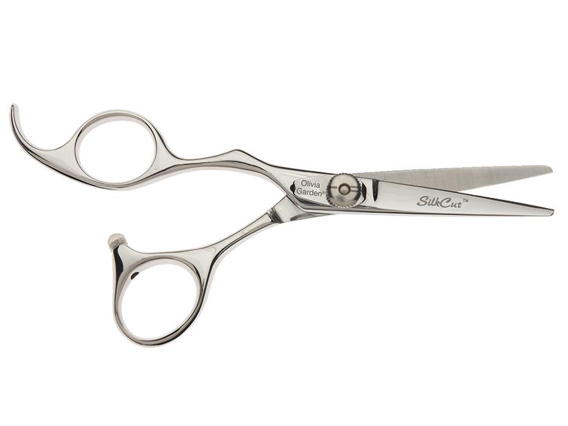 Kadeřnické nůžky pro leváky Olivia Garden SilkCut® Shear 5,0" - stříbrné (5.0L) + DÁREK ZDARMA
