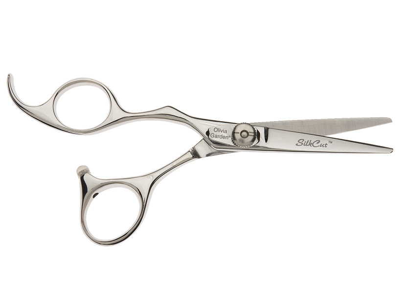 Kadeřnické nůžky pro leváky Olivia Garden SilkCut Shear 5,0" - stříbrné (5.0L) + dárek zdarma