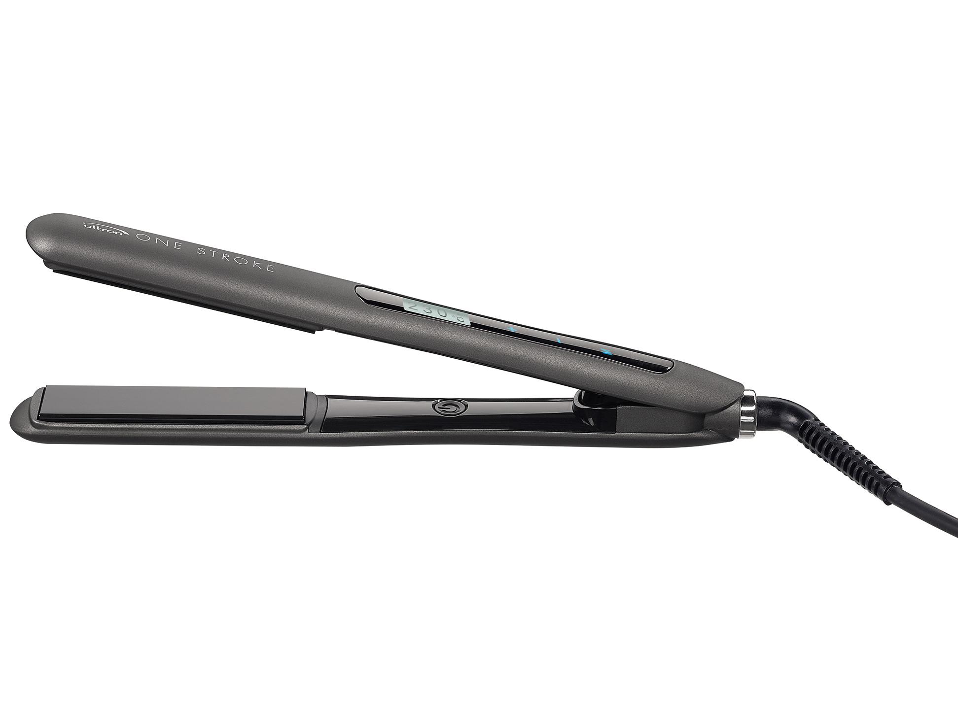 Profesionální žehlička na vlasy Ultron One Stroke 1" - metalická černá (0447915) + dárek zdarma