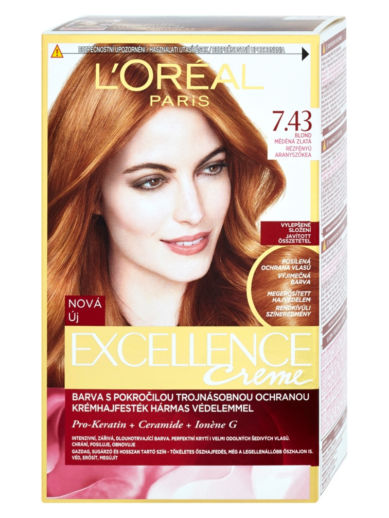 Permanentní barva Loréal Excellence 7.43 blond měděná zlatá - L’Oréal Paris + dárek zdarma
