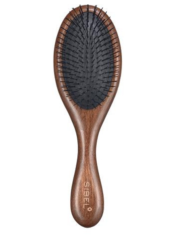 Oválný dřevěný kartáč na vlasy s nylonovými štětinami Sibel Decopad - 22 x 7 cm (8470125) + dárek zdarma