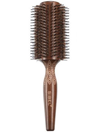 Kulatý dřevěný kartáč na vlasy s kančími a nylonovými štětinami Sibel Decopro - 40 mm (8470083) + DÁREK ZDARMA