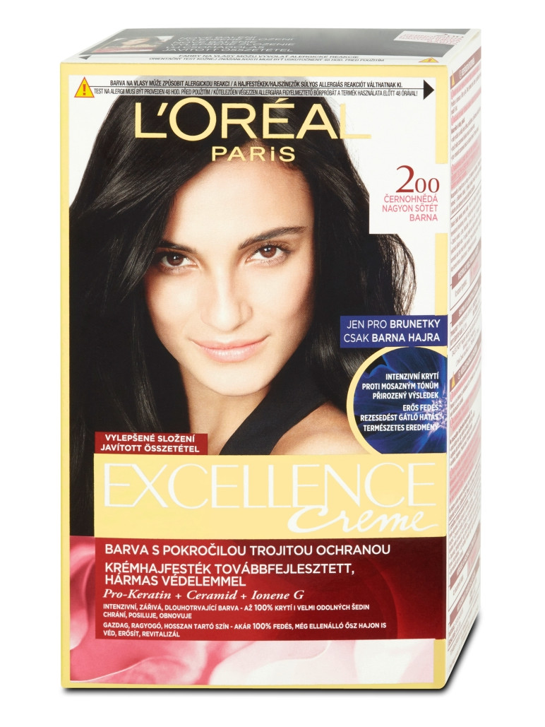 Permanentní barva Loréal Excellence 200 černohnědá - L’Oréal Paris + dárek zdarma