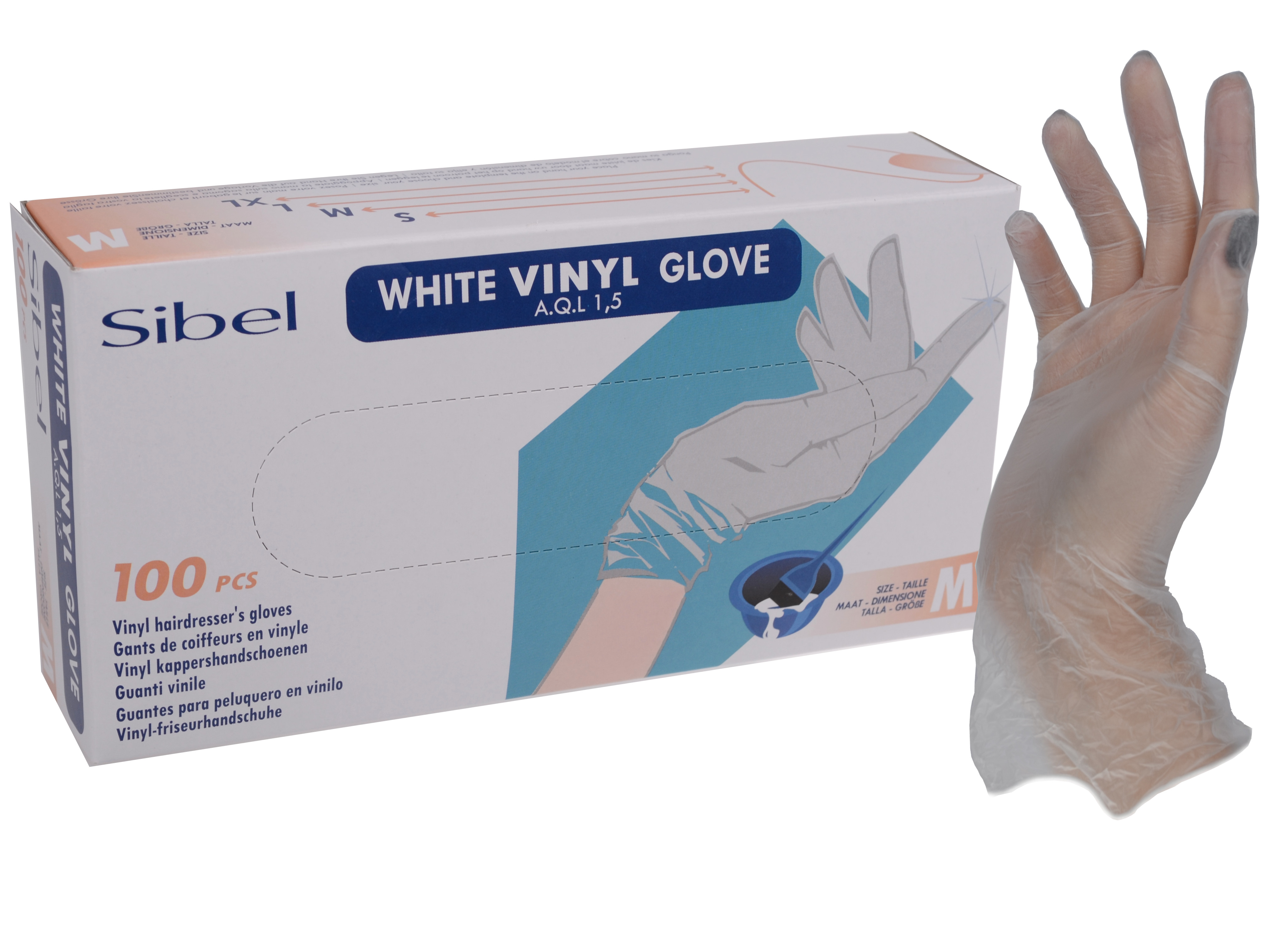 Vinylové rukavice pro kadeřníky Sibel 100 ks - M (0932201-55) + DÁREK ZDARMA