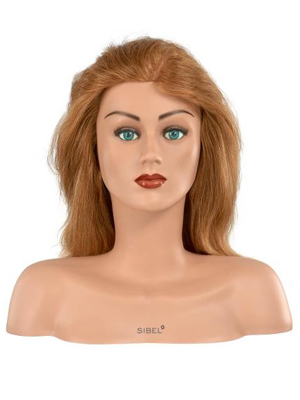 Cvičná hlava dámská s přírodními vlasy LAURA, Sibel - blond 15 - 30 cm (0040310) + DÁREK ZDARMA