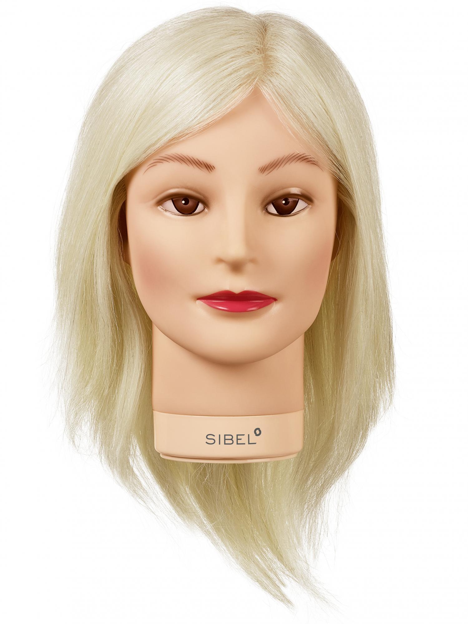 Cvičná hlava dámská s přírodními vlasy BLONDY, Sibel - blond 20 - 30 cm (0040311) + dárek zdarma