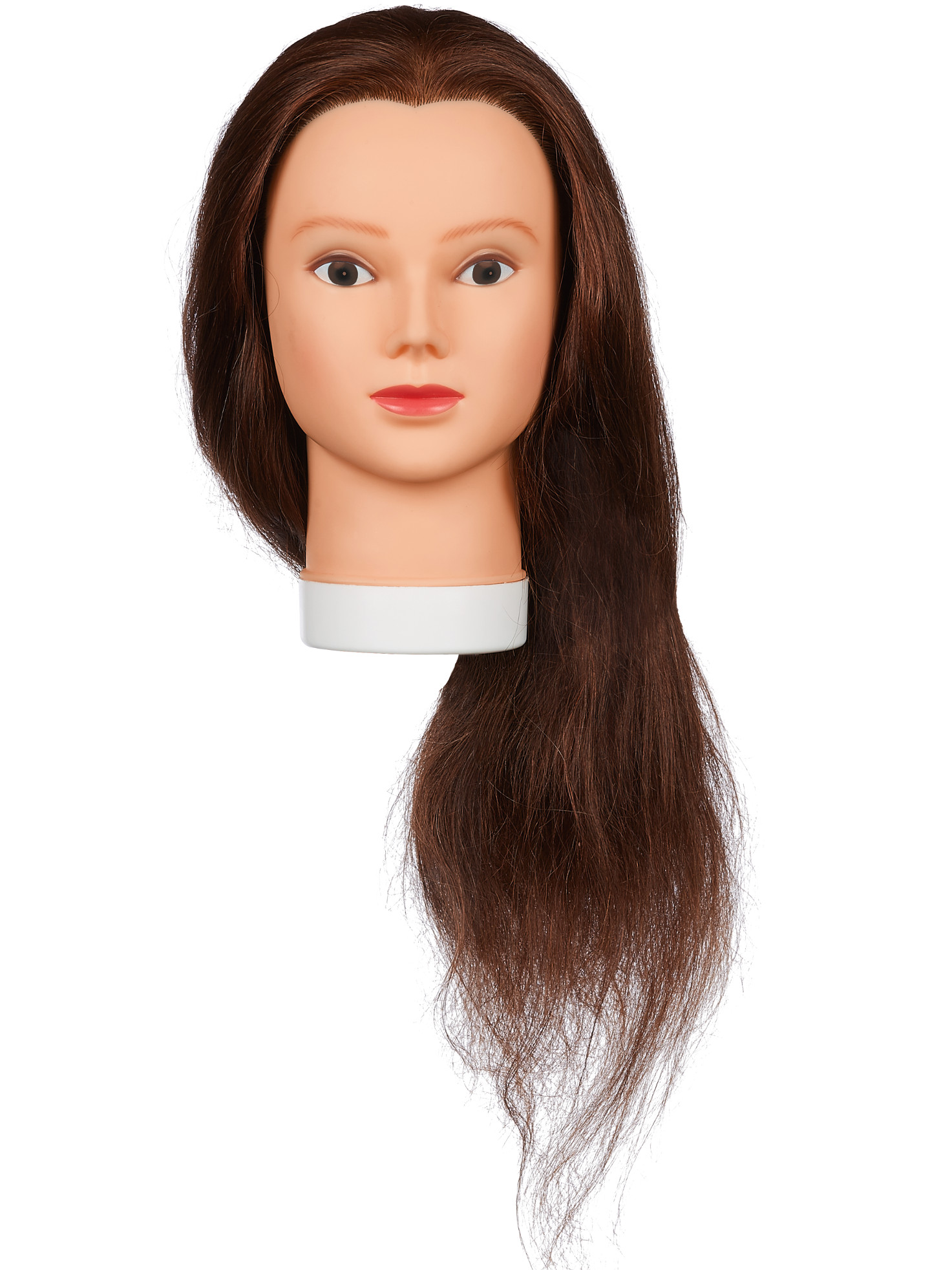 Cvičná hlava dámská s přírodními vlasy ELENA 60, Original Best Buy - hnědé 20 - 50 cm (0030261) + dárek zdarma