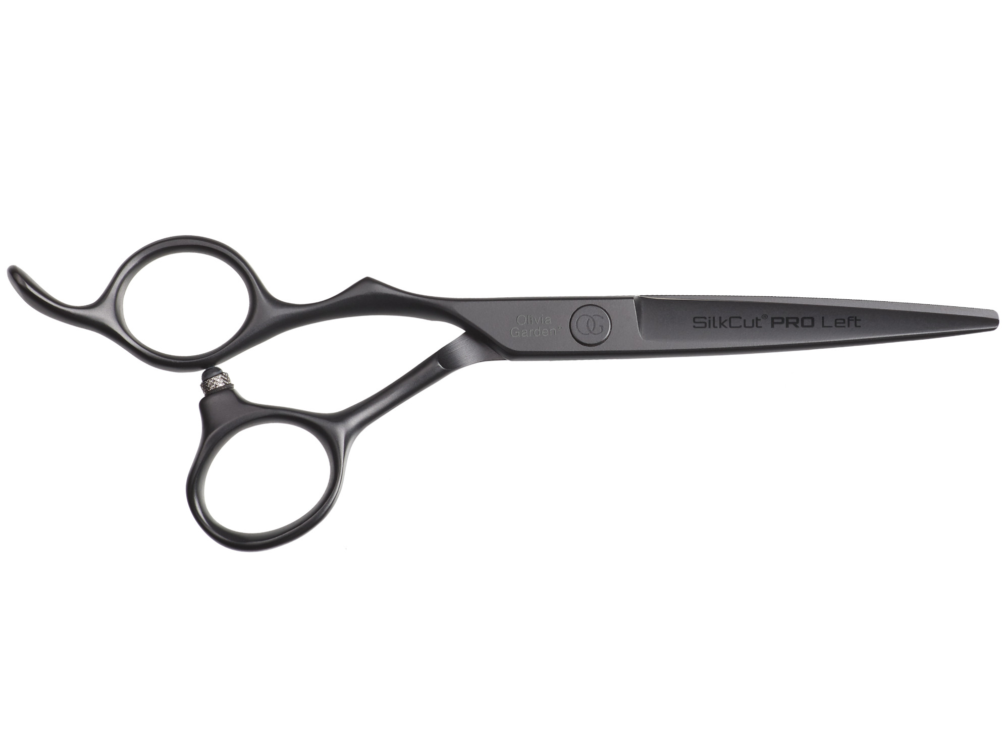 Kadeřnické nůžky pro leváky Olivia Garden SilkCut Pro Matt Black - 5,75" (PRO5.75L) + dárek zdarma