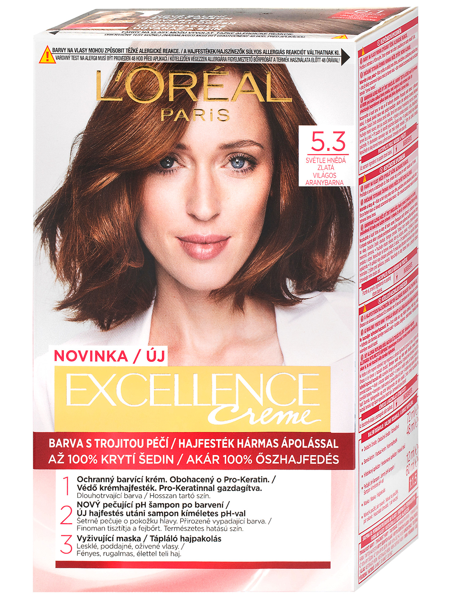 Permanentní barva Loréal Excellence 5.3 světle hnedá zlatá - L’Oréal Paris + dárek zdarma