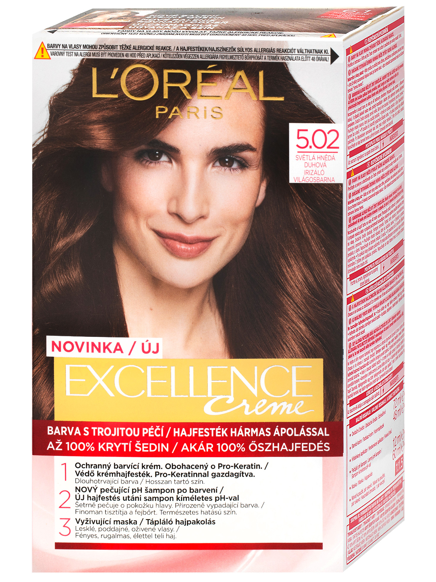 Permanentní barva Loréal Excellence 5.02 světlá hnědá duhová - L’Oréal Paris + dárek zdarma