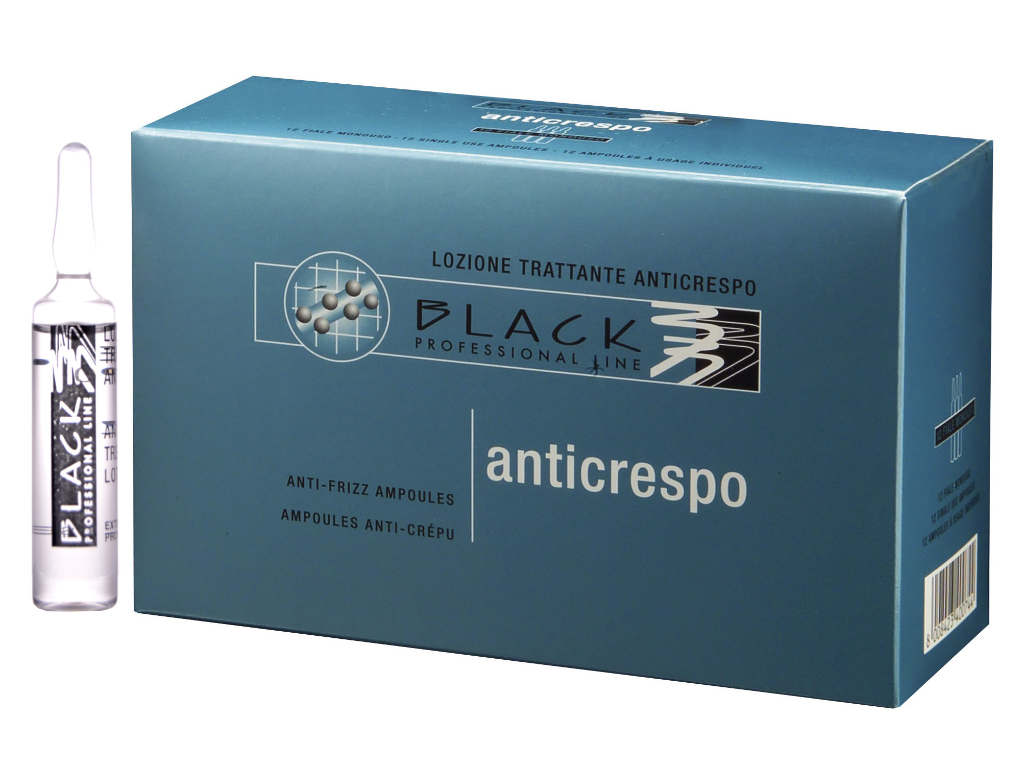 Ampulky pro odstranění krepatosti z vlasů Black Anti-frizz - Anticrespo Hair Lotion - 12 x 10 ml (01075) + dárek zdarma
