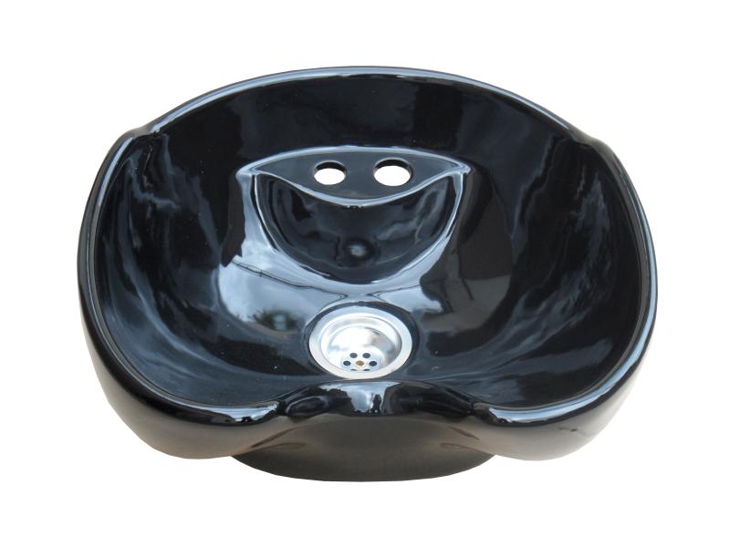 Kompletní sada umyvadla pro mycí box Hairway New York - keramické, černé (57-01 komplet) + dárek zdarma