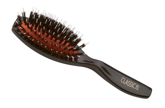 Oválný kartáč na vlasy s kančími a nylonovými štětinami Sibel Classic - 43 x 180 mm (8458232)