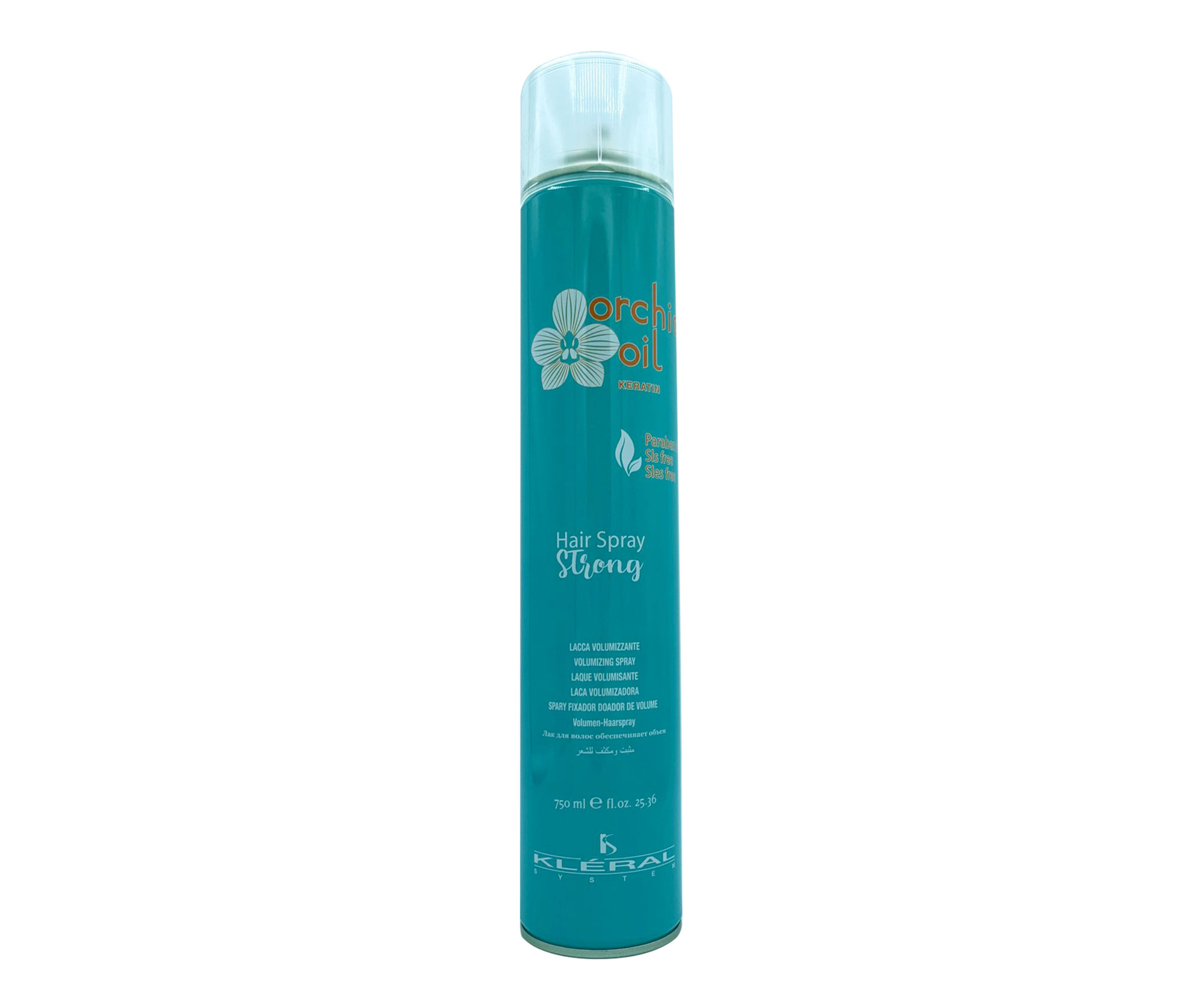Objemový lak na vlasy se silnou fixací Kléral System Orchid Oil Keratin Hair Spray Strong - 750 ml (010030) + dárek zdarma