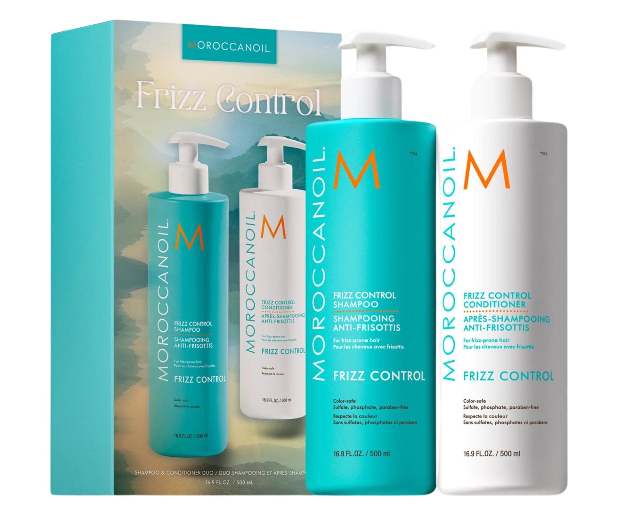 Dárková sada pro uhlazení krepatých vlasů Moroccanoil Frizz Control Duo - 2 x 500 ml + dárek zdarma