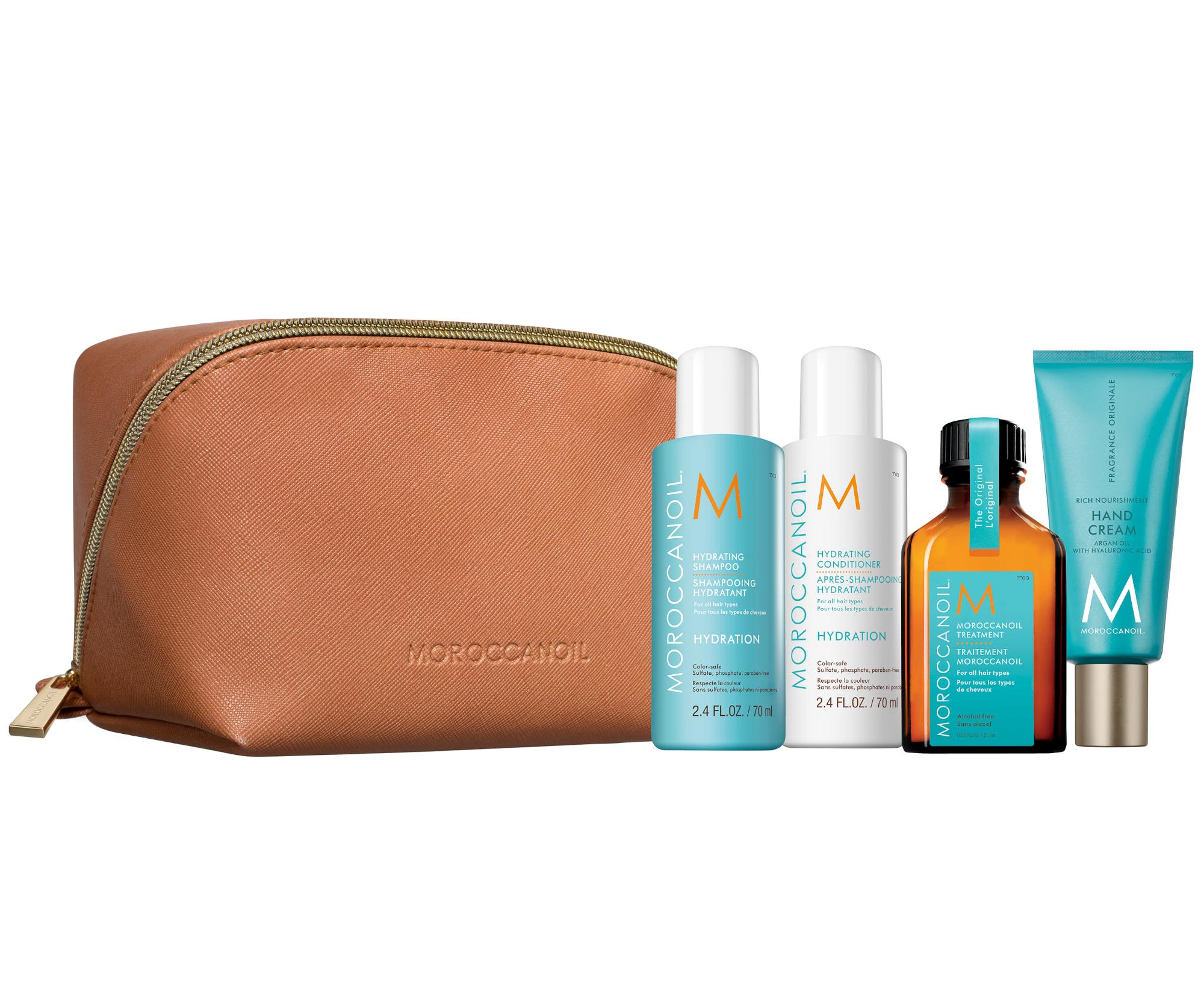 Cestovní sada pro hydrataci vlasů Moroccanoil Travel Set Hydration + taštička zdarma + dárek zdarma