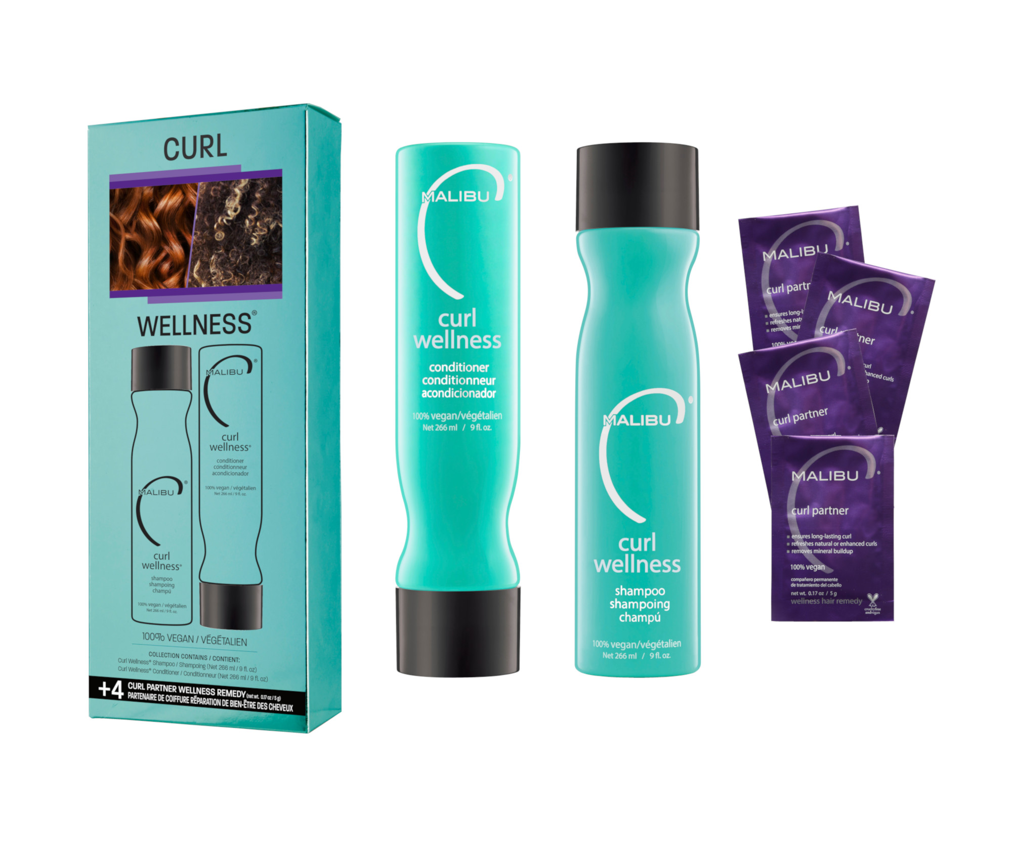 Sada vlasové péče pro vlnité a kudrnaté vlasy Malibu C Curl Wellness (49708) + dárek zdarma