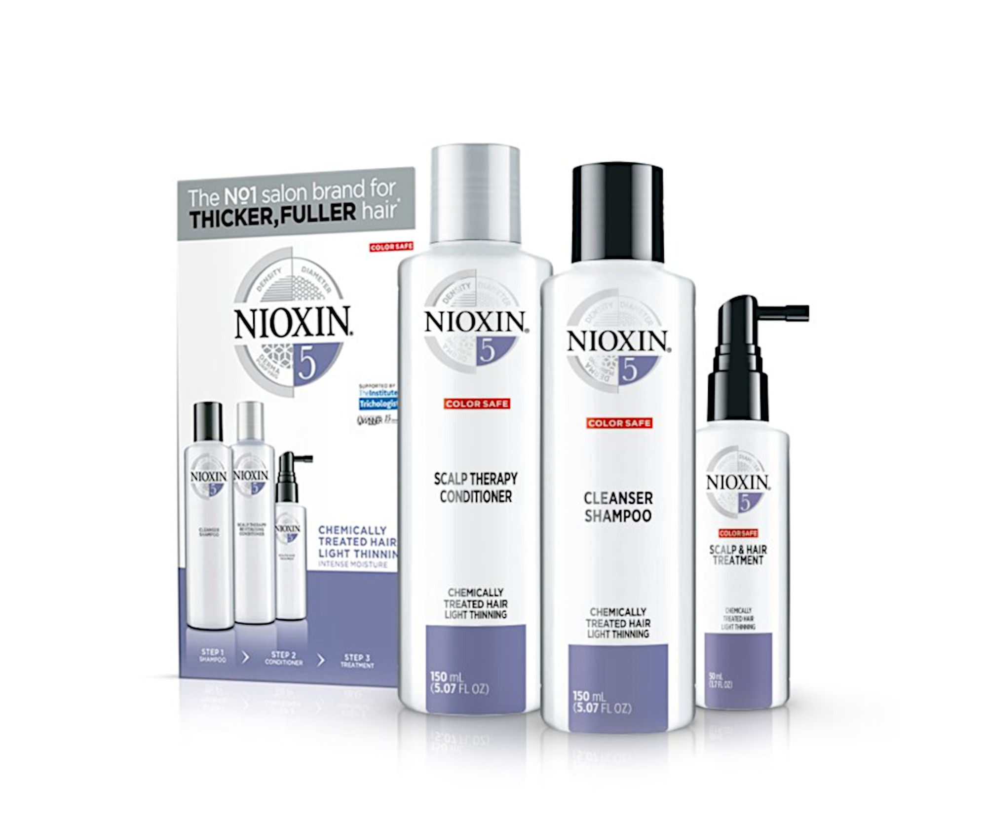 Sada pro mírně řídnoucí chemicky ošetřené vlasy Nioxin System 5 Trial Kit No.5 (81537202) + DÁREK ZDARMA