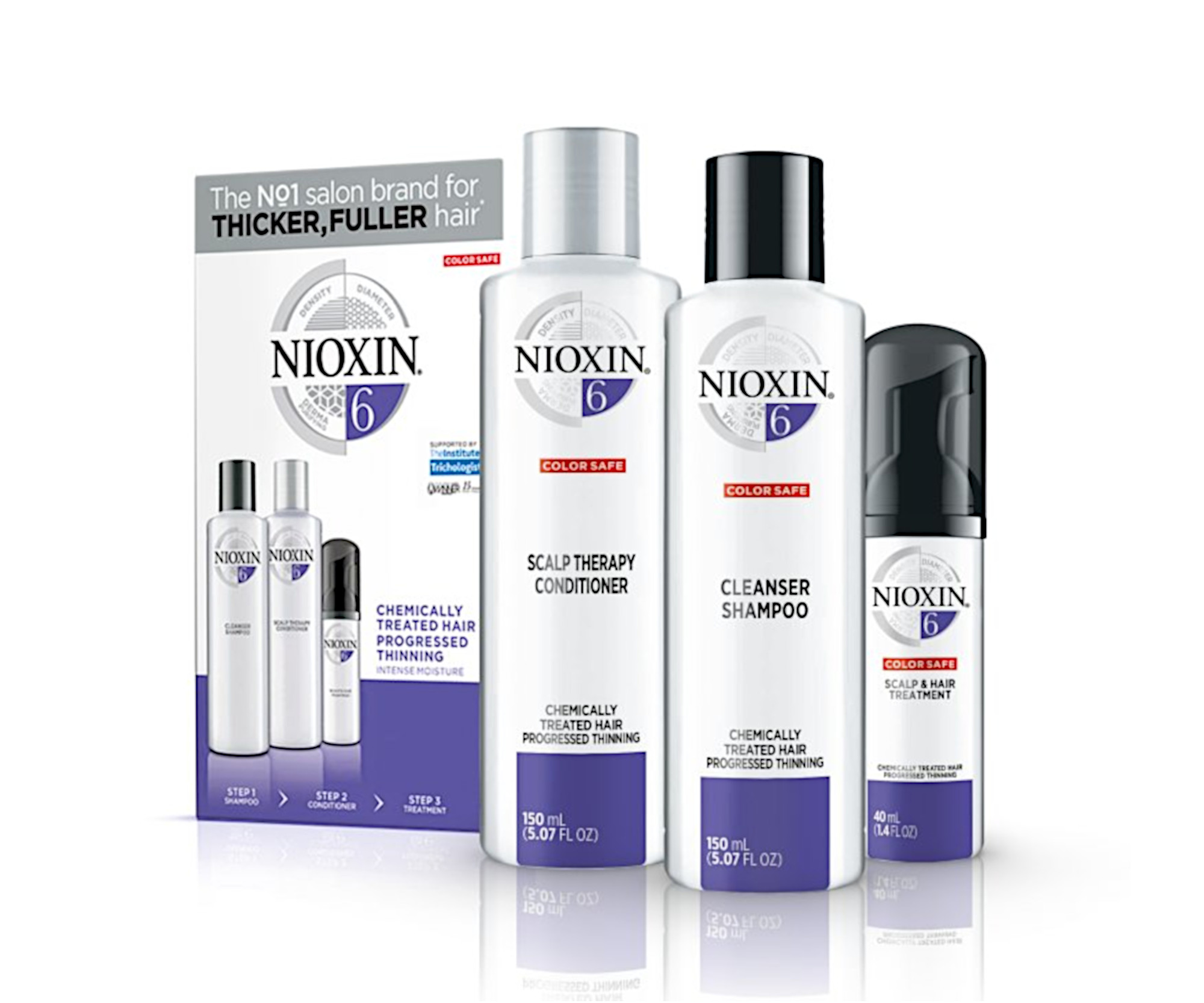 Sada pro silně řídnoucí chemicky ošetřené vlasy Nioxin System 6 Trial Kit No.6 (81423412) + DÁREK ZDARMA
