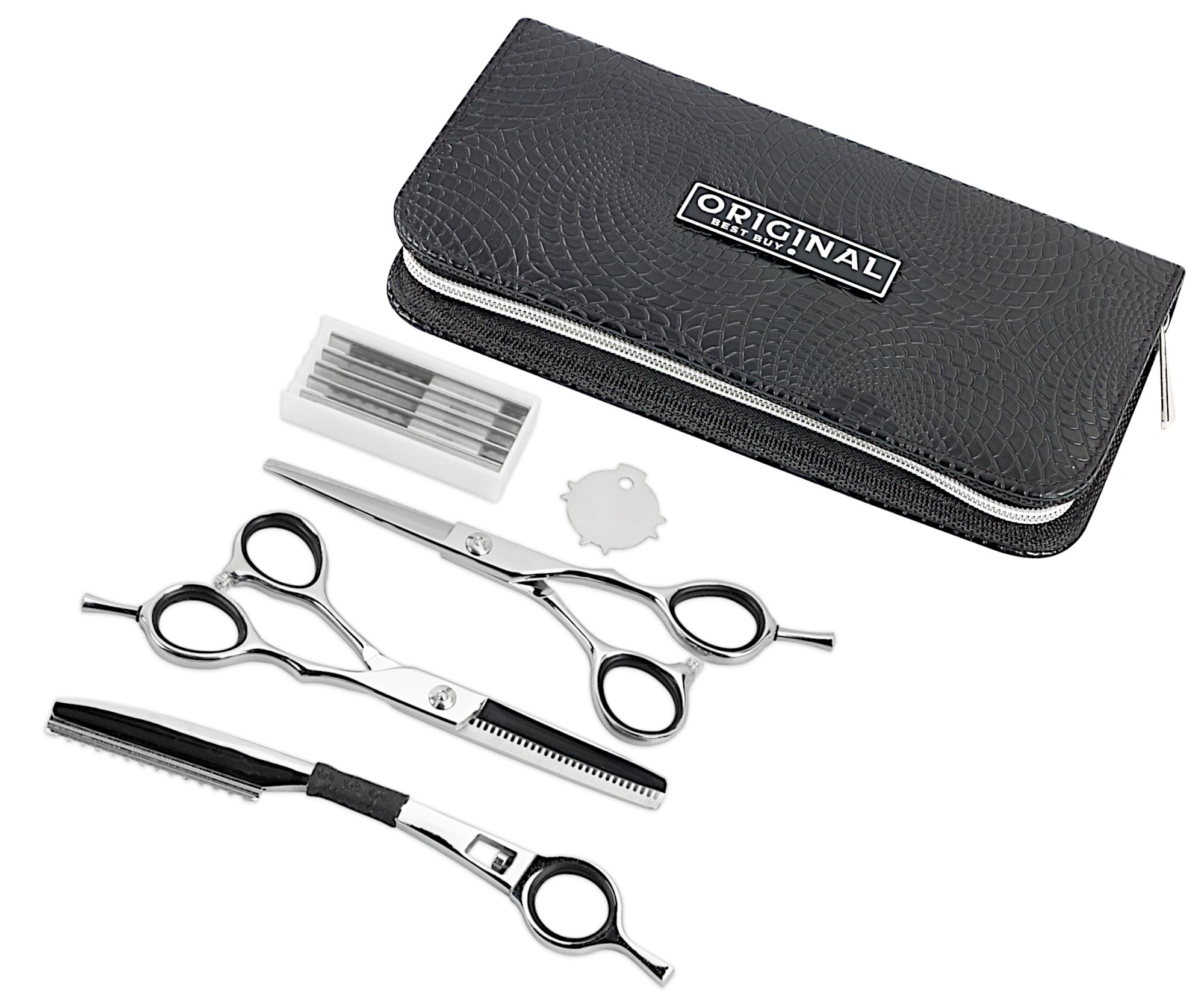 Sada profesionálních kadeřnických 5,5" a efilačních nůžek 5,5" + břitva Original Best Buy (7097006) + dárek zdarma