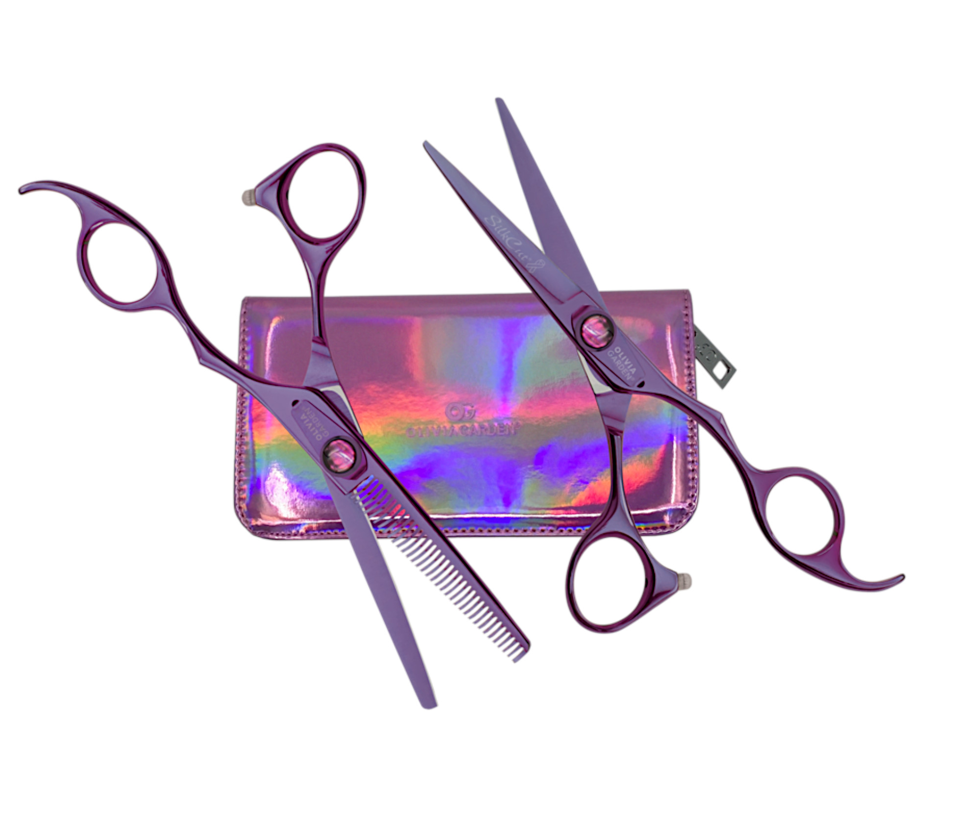 Sada kadeřnických nůžek 5,75" a efilačních nůžek 6,35" Olivia Garden SilkCut ThinkPink Edition 2023 (575/635TP2023) + dárek zdarma