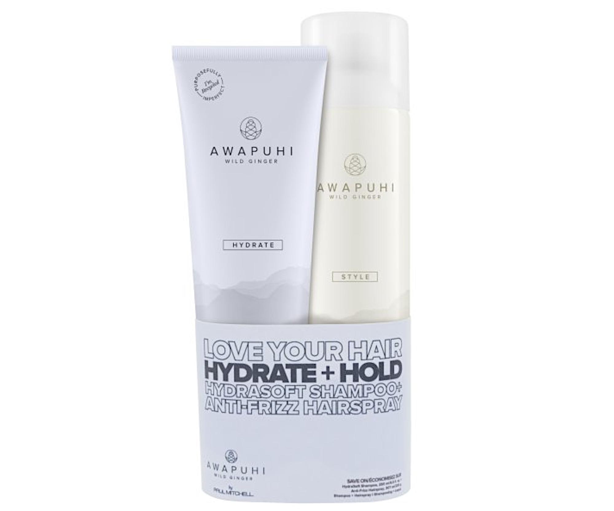 Sada pro hydrataci a styling vlasů Paul Mitchell Awapuhi Hydrate and Hold Save Duo - šampon + fixační sprej (731250) + dárek zdarma
