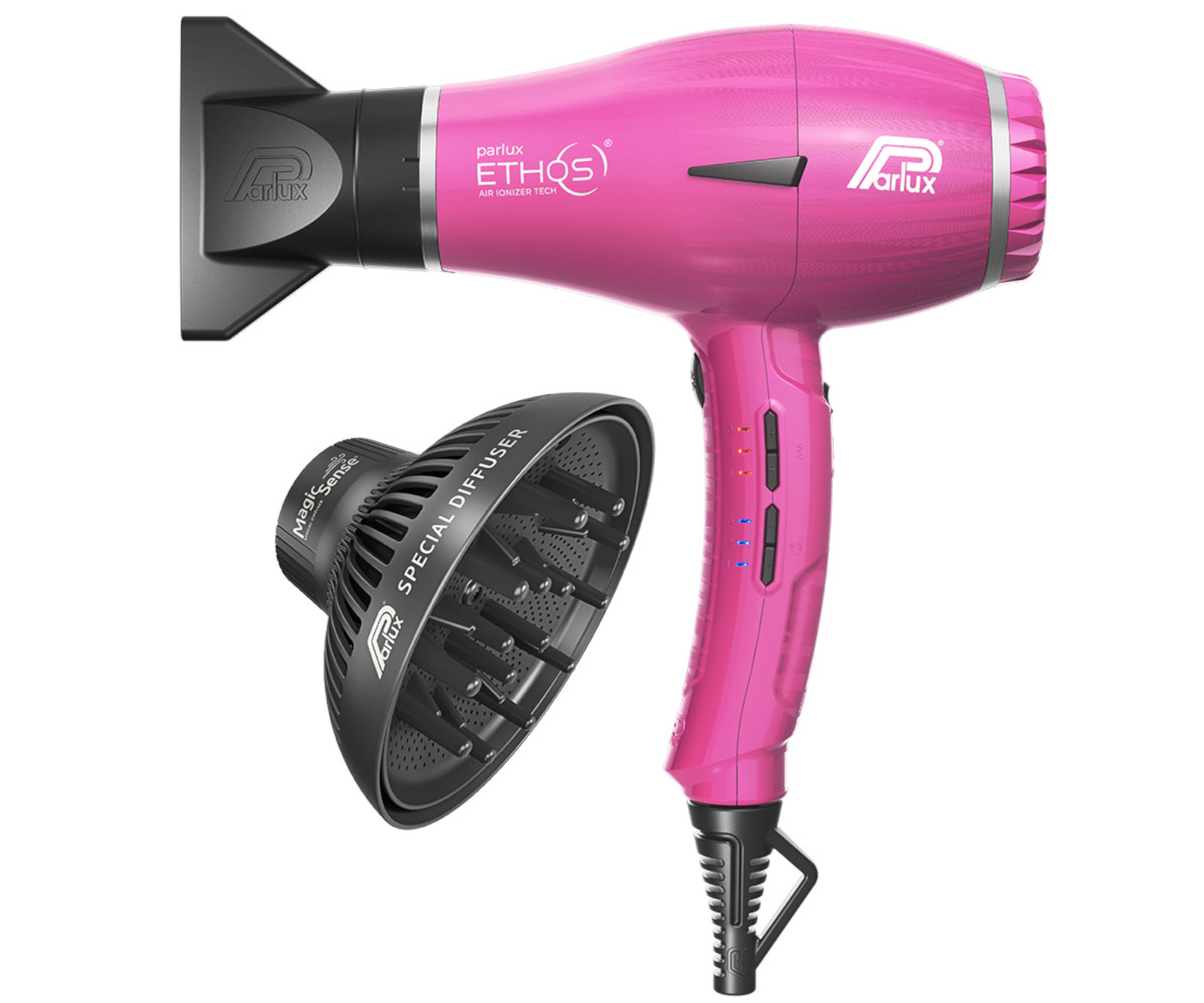 Profesionální fén na vlasy s difuzérem Parlux Ethos - 2300 W, růžový + dárek zdarma