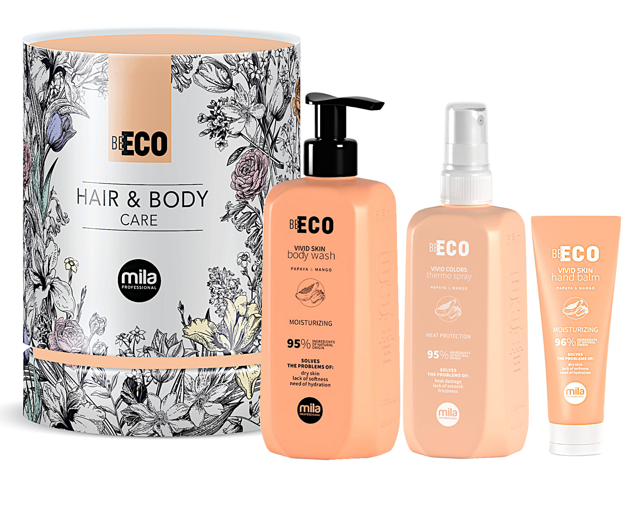 Dárková sada pro péči o celé tělo Mila Professional Be Eco Hair a Body Care Vivid + dárek zdarma