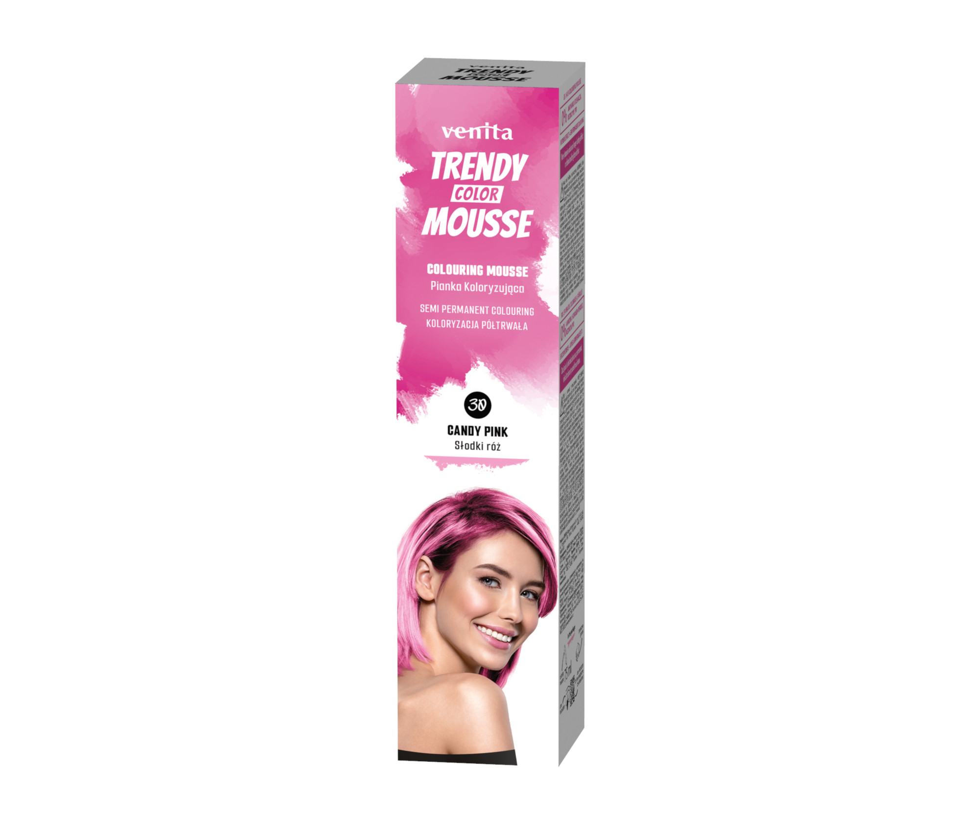 Barevné pěnové tužidlo Venita Trendy Color Mousse Candy Pink - 75 ml, bonbonově růžová (30CP)