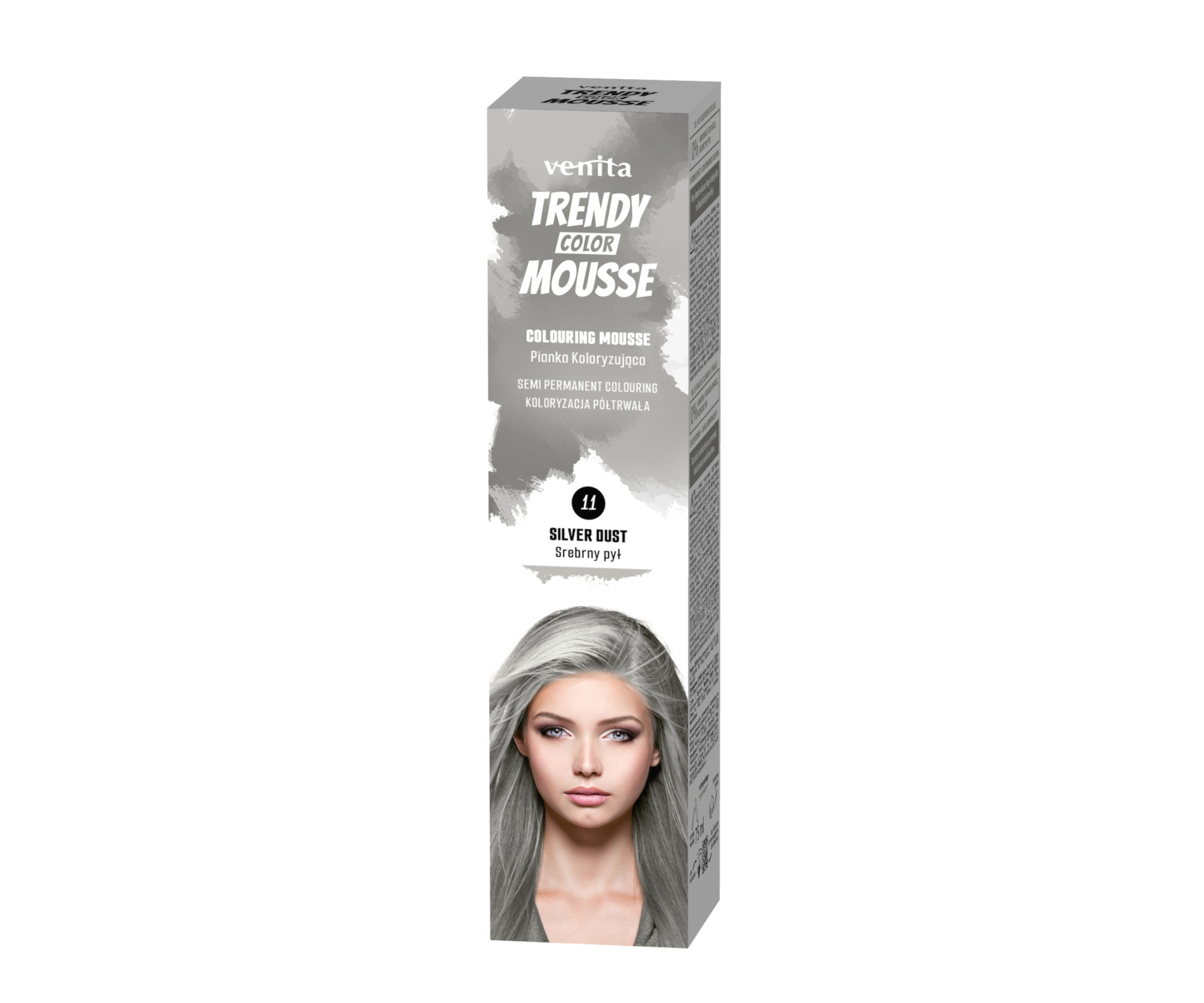 Barevné pěnové tužidlo Venita Trendy Color Mousse Silver Dust - 75 ml, šedo stříbrná (11SD)
