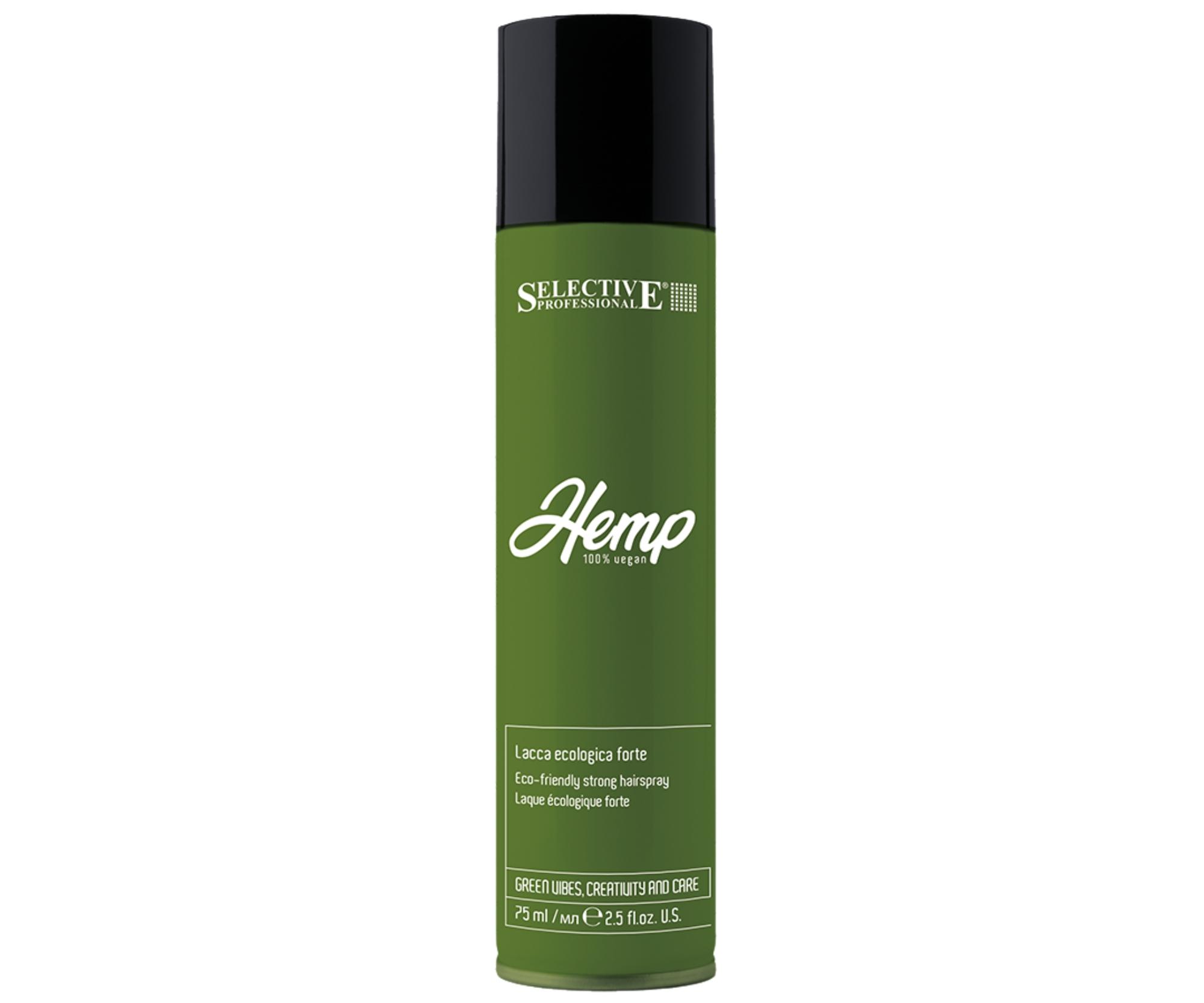 Ekologický lak na vlasy bez plynu se silnou fixací Selective Professional Hemp Eco-Friendly Strong Hairspray - 75 ml + dárek zdarma