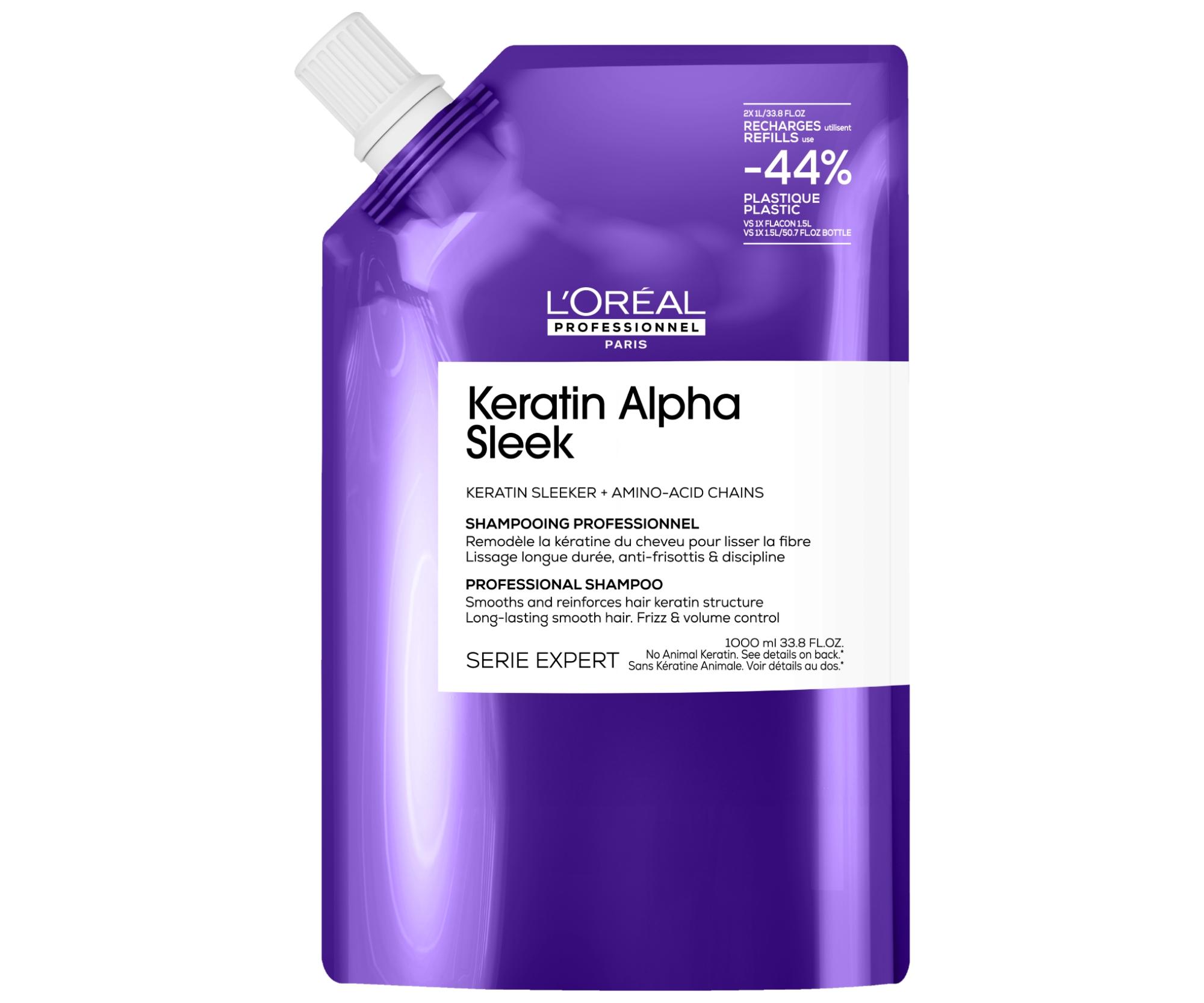 Šampon pro uhlazení krepatých vlasů Loréal Professionnel Serie Expert Keratin Alpha Sleek - 1000 ml, náhradní náplň - L’Oréal Professionnel + dárek zd