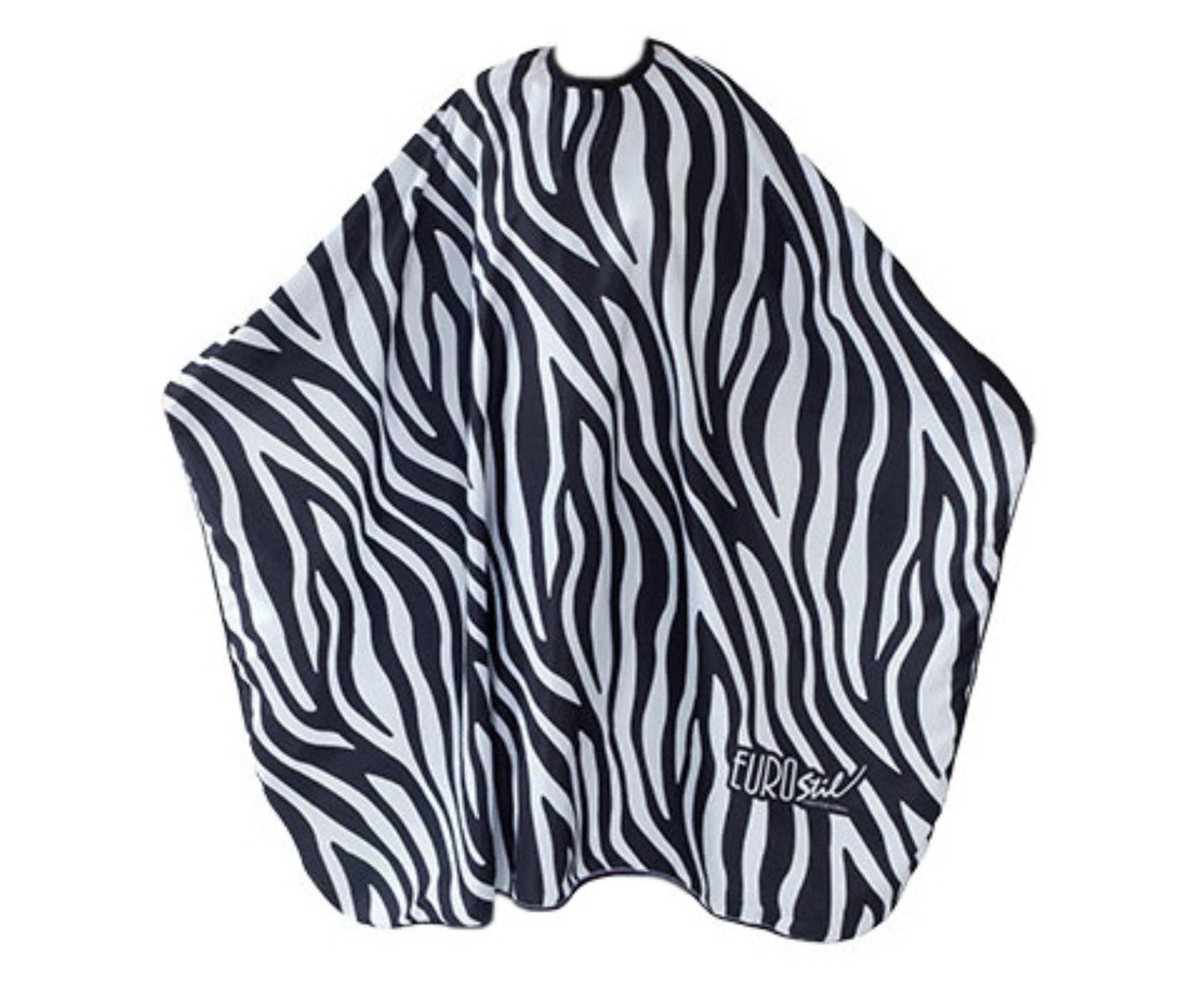 Kadeřnická pláštěnka na stříhání Eurostil Professional - zebra - kovový háček + dárek zdarma