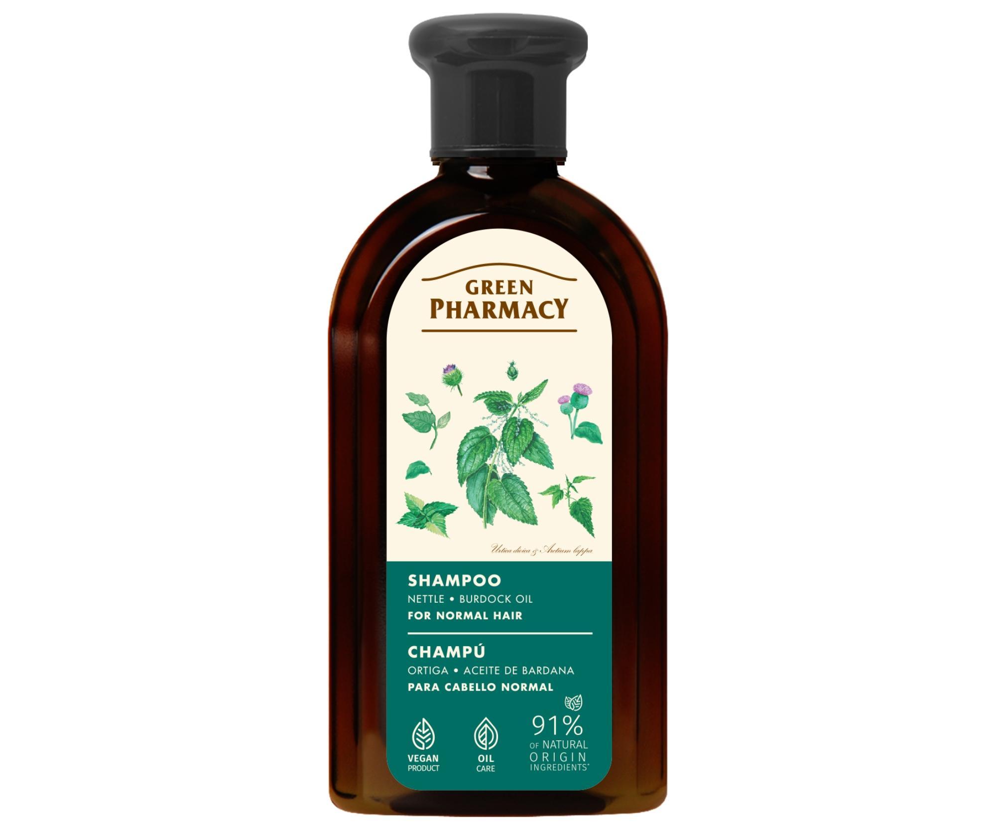 Šampon pro normální vlasy s kopřivou a lopuchovým olejem Green Pharmacy - 350 ml