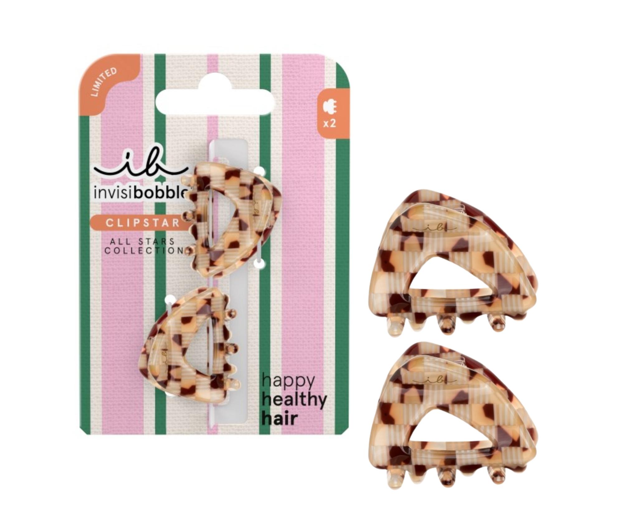 Skřipce do vlasů Invisibobble Clipstar XS All Stars Golden Caddie - 2 ks, jantarové hnědé + dárek zdarma
