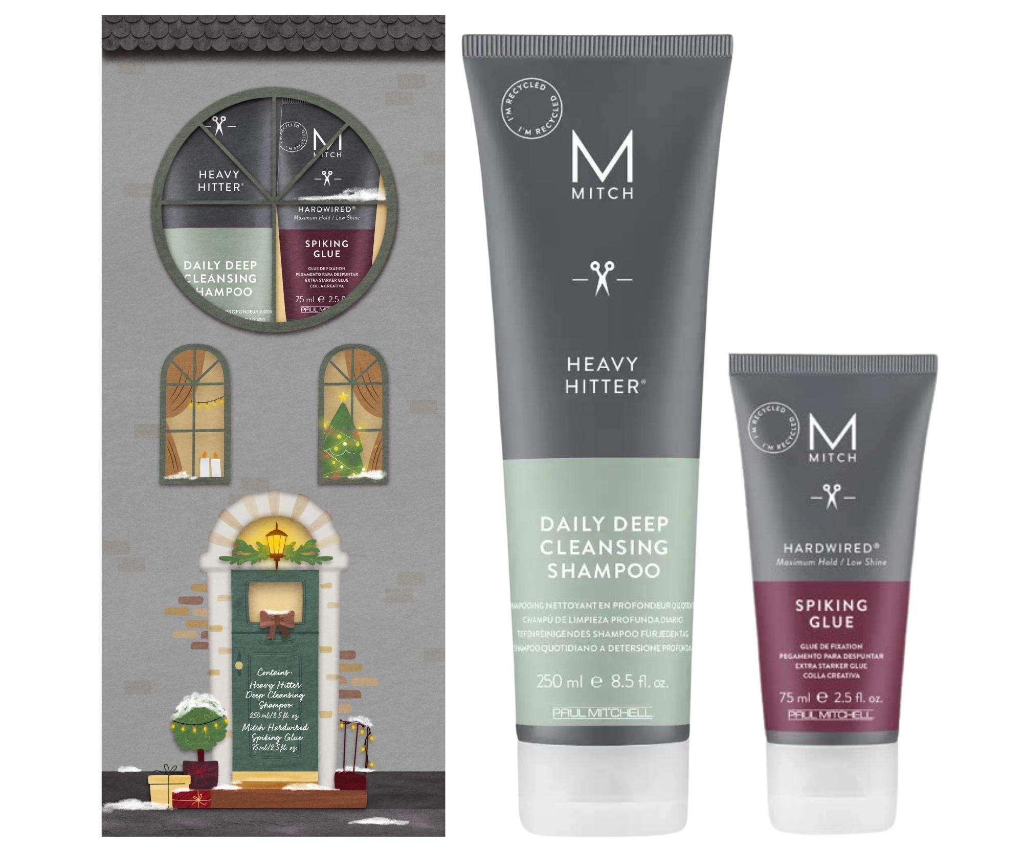 Pánská dárková sada pro péči a styling vlasů Paul Mitchell Mitch Wash  a  Style Heavy Duo + dárek zdarma