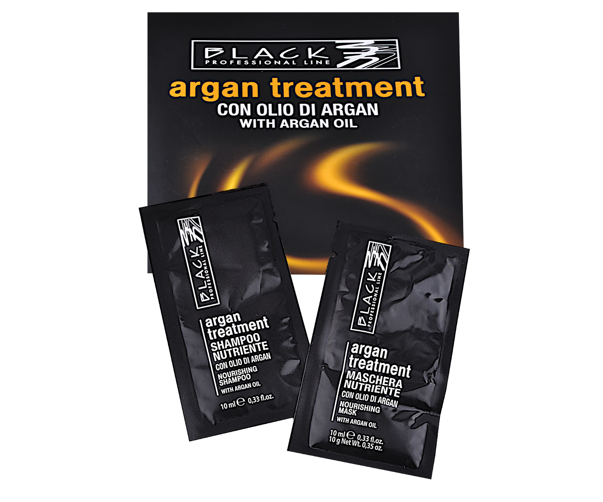 Šampon a maska pro poškozené vlasy Black Argan Treatment - 2 x10 ml (01283)