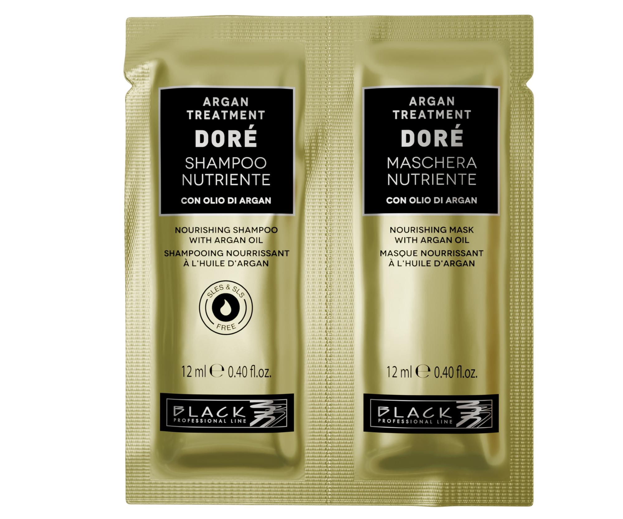 Vyživující šampon a maska pro suché a lámavé vlasy Black Professional Doré Argan Treatment - 2 x 12 ml