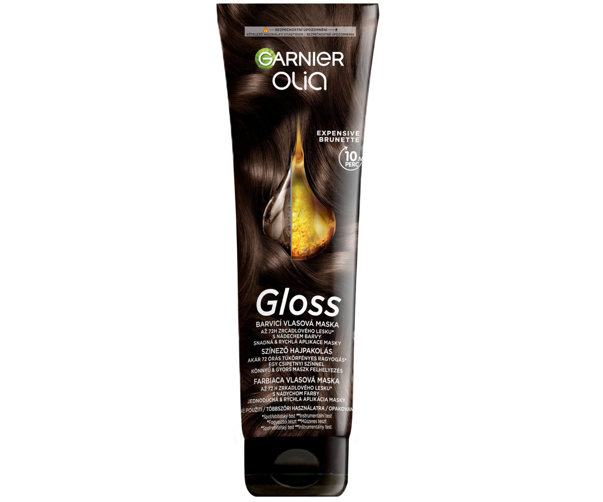 Barvicí maska na vlasy Garnier Olia Gloss Expensive Brunette - 150 ml, luxusní hnědá + dárek zdarma